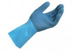Rękawice ochronne z mankietem, lateksowe, rozmiar 6, para, niebieskie, MAPA Jersette 301